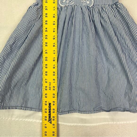 Tahari Dress Girls 6X Blue and White Pinstripe Ruffle Eyelet Embroidered - Picture 11 of 11